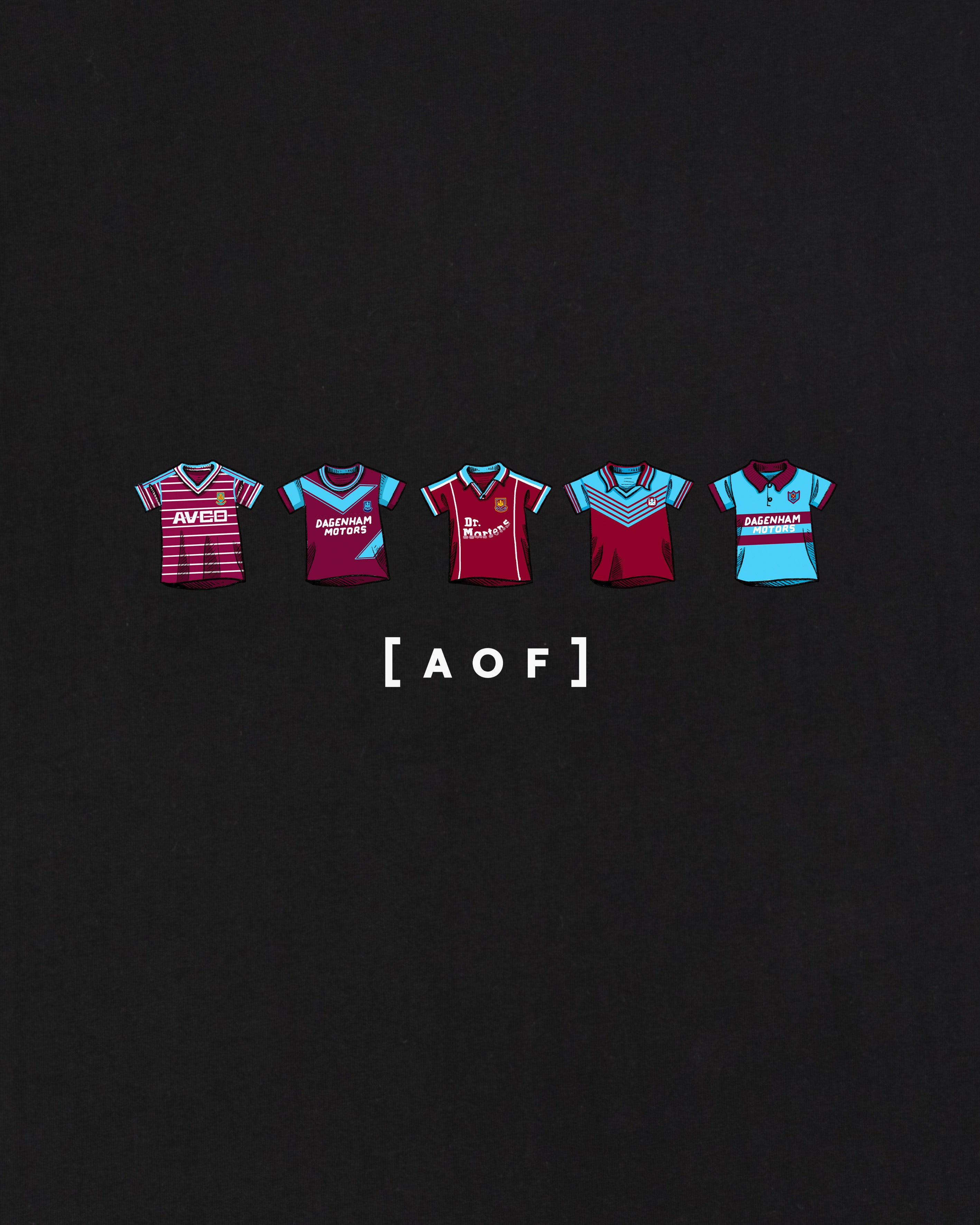 AOF WHUFC Printed Classics Tee | Black T-shirt | Art of Football