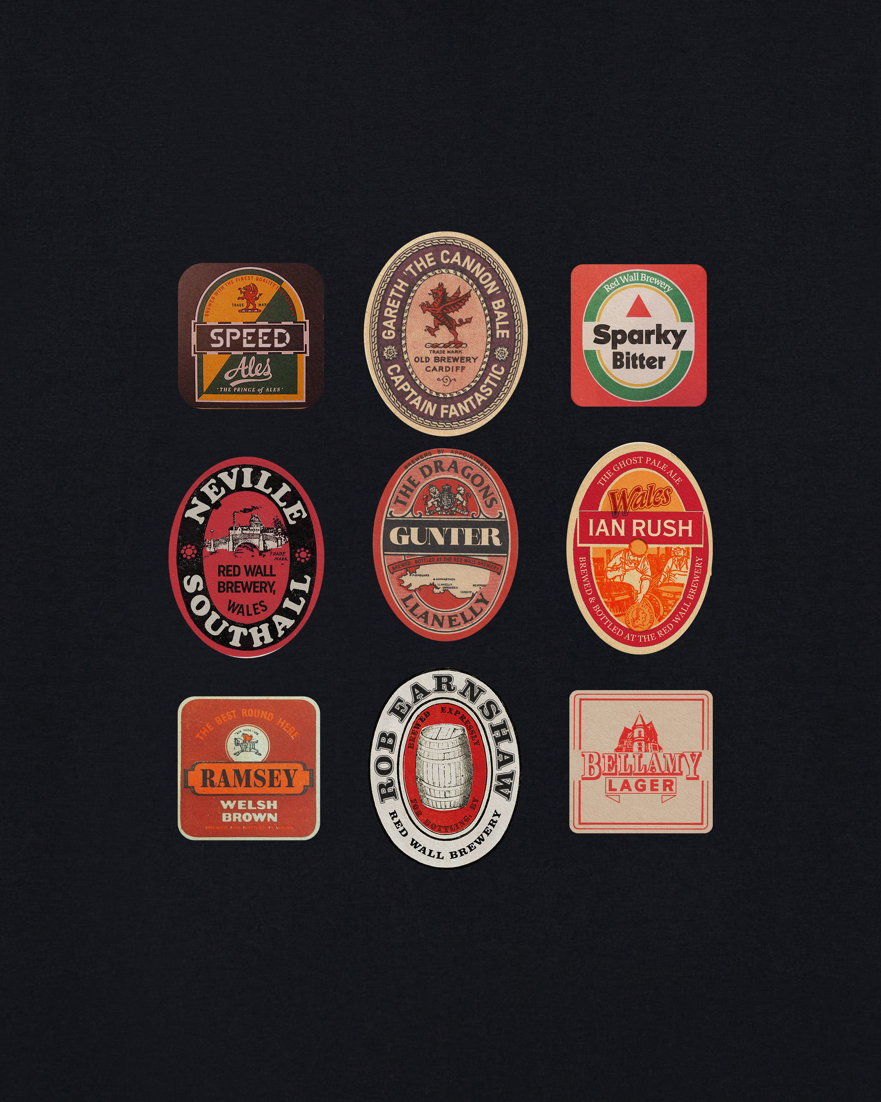 ART OF Football Red Wall Brewery Tee | AOF Wales Black Graphic T-shirt